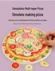 Wooden Pretend Play Kitchen Set: Cutting Vegetables, Mushrooms, and Pizza for Kids