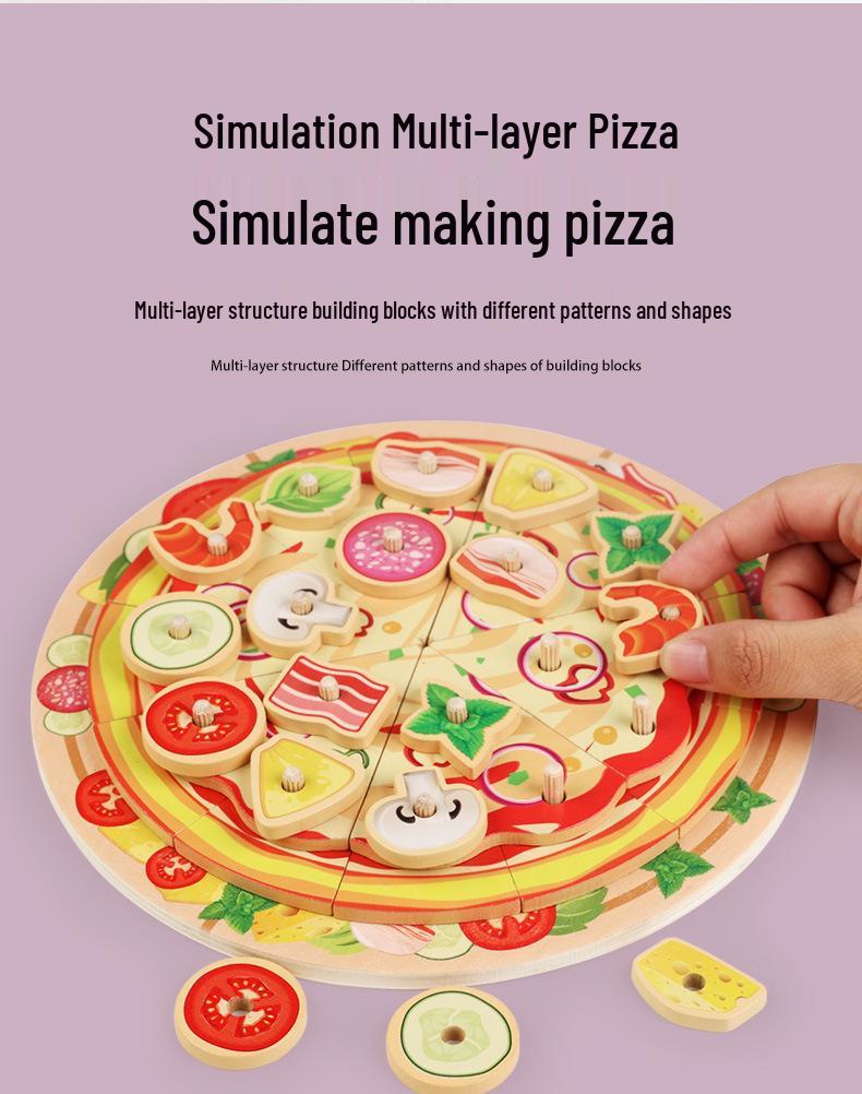 Wooden Pretend Play Kitchen Set: Cutting Vegetables, Mushrooms, and Pizza for Kids