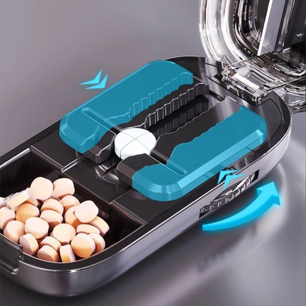 Dustproof 2 in 1 Pill Storage Box Precise Cutting Medicine Divider Case  Small Medicine