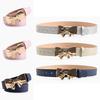 Pu Leather Womens Belt With Metal Bow Knot Buckle For Casual And Office Style