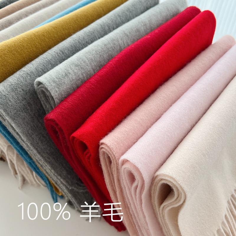 High Quality 100% Wool Wraps Female Male Solid Classic Muffler Women Man Scarves  Autumn Winter Soft Warm Casual Couple Scarf