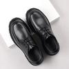 Vintage Leather Shoes for Men Breathable Style Men's Business-style Large-sized Shoes with An External Heel High-top Lace-up Casual Shoes 6 Cm.