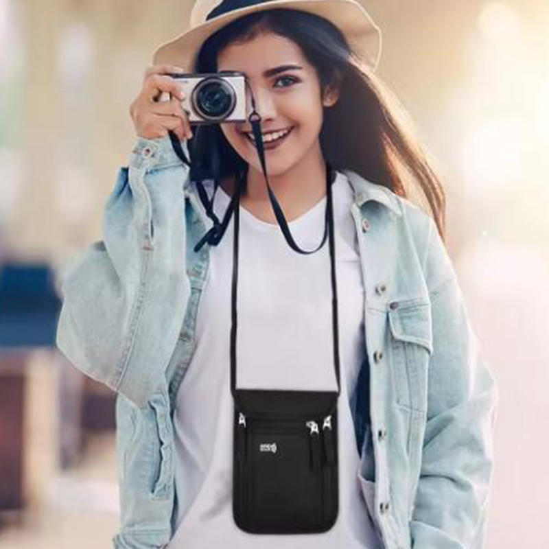 Multifunctional Passport Holder Neck Pouch for Women Men Lightweight Travel ID Card Holder Document Pouch Slim Crossbody Purse