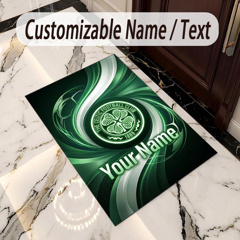Crystal Velvet Rug Celtic FC Print Custom Name Text Floor Mat Home Decor