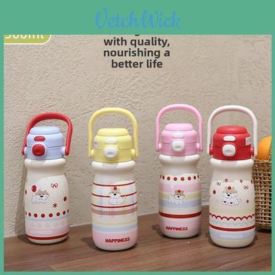 Cute Cartoon Stainless Steel Insulated Travel Mug With Straw For Office And Outdoor Use