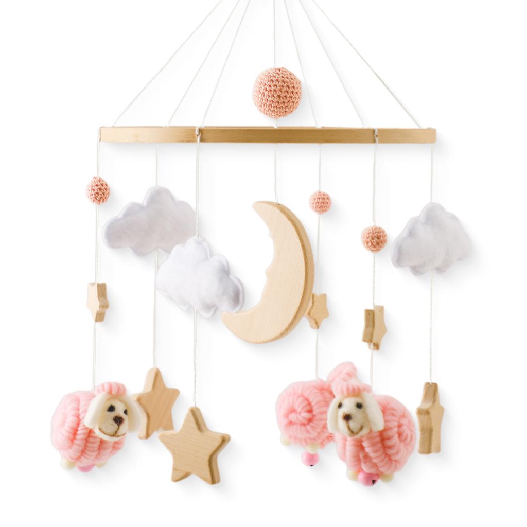Felt Animal Crib Mobile Hanging Ornament, Baby Crib Stroller Hanging Toy, Hand-Eye Coordination Crib Bell