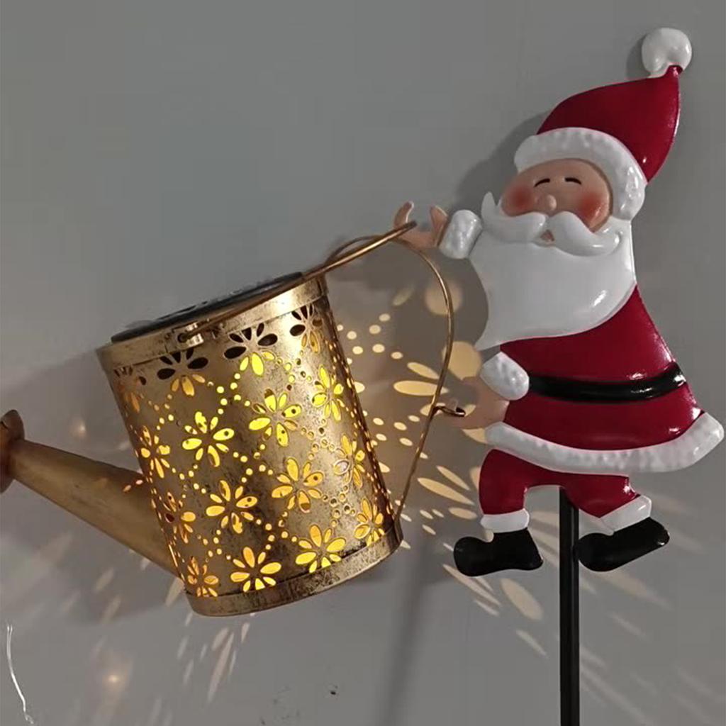 1 Pack Outdoor Solar Hanging Kettle Light Santa Solar Lawn Light Garden Lawn Christmas Decorative Lights for Garden and Pathway