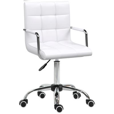 Office Chair In Retro Design, Height-Adjustable, 5 Casters, 52.5 Cm X 54 Cm X 99 Cm, White