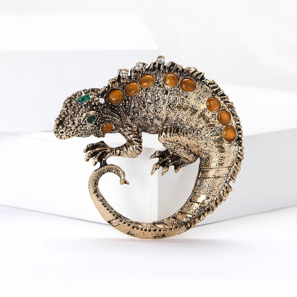 Vintage Rhinestone Lizard Brooches for Women Enamel Vintage Animal Pins Banquet Party Backpack Gifts Jewelry Accessories