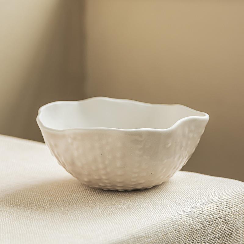 Minimalist Irregular Bowl Household Noodle Bowl Solid Color Tableware Bowl Floating Beads Ceramic Bowl Creative Special-Shaped Bowl Salad Bowl