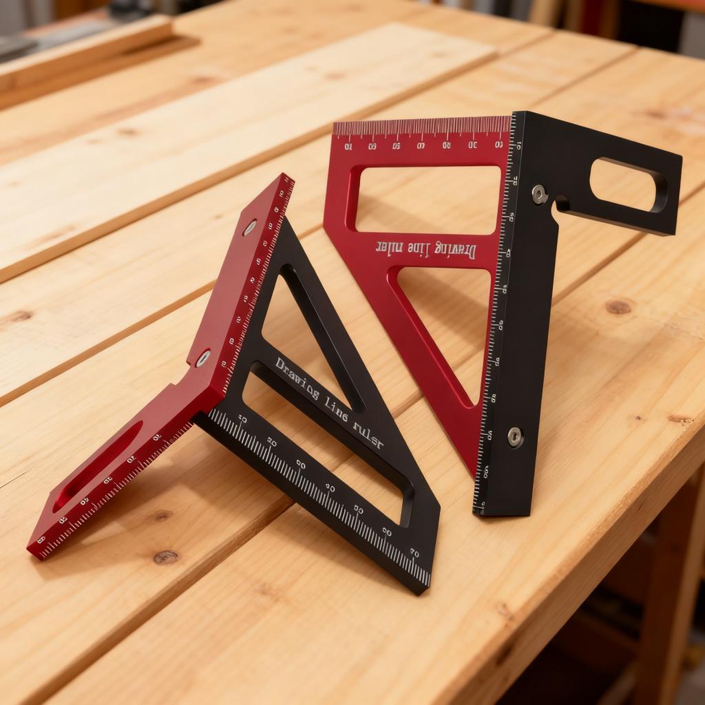 Woodworking Square Protractor Aluminum Alloy Scribing Ruler Miter, Precision 3D Multi Angle 45/90 Degree Layout Measuring Tool
