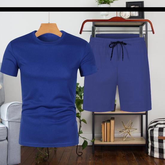 

Комплект мужской спортивной одежды из 2 предметов, футболка с коротким рукавом и круглым вырезом, эластичный пояс, регулируемые шорты, повседневный наряд M белый