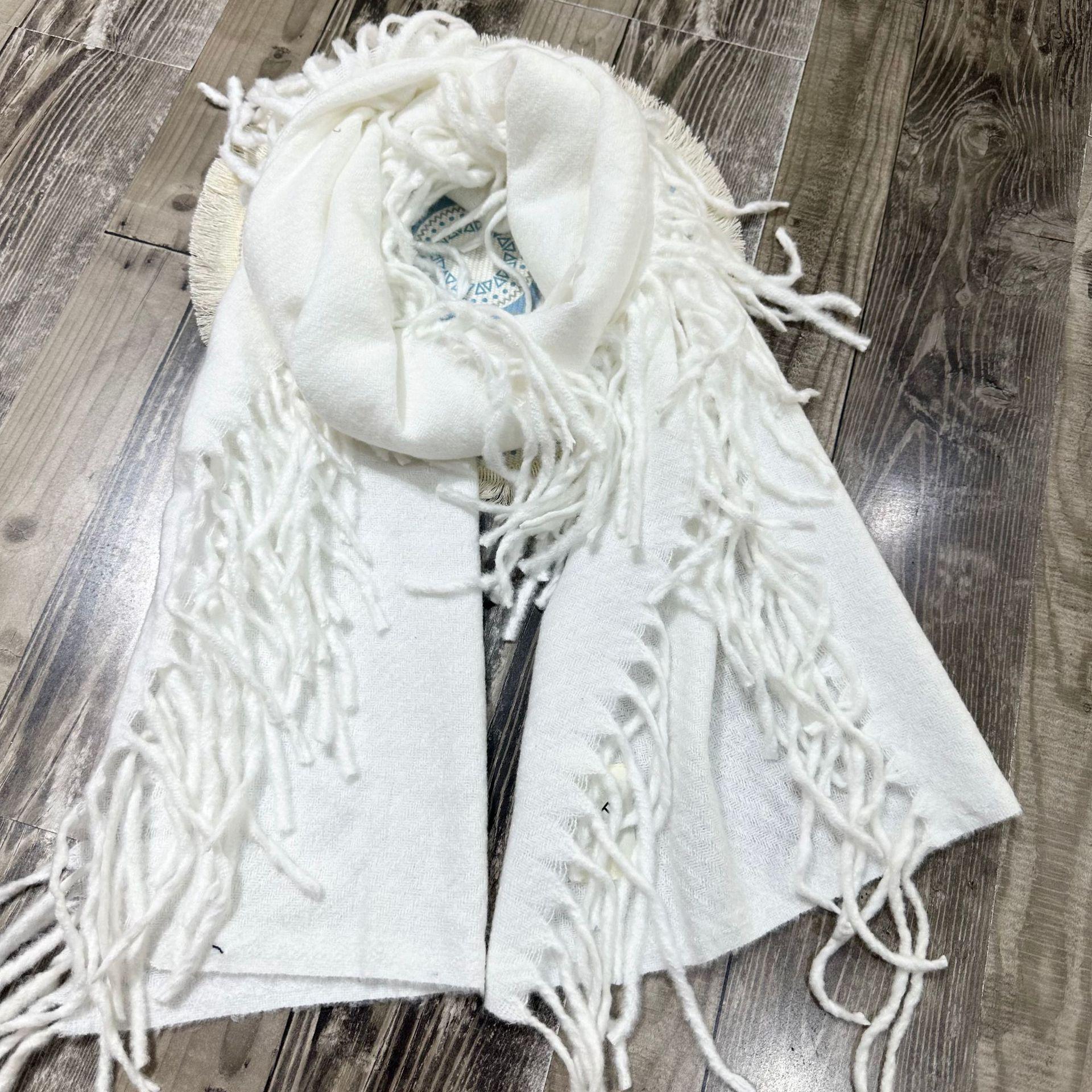 

New Solid Color Tassel Imitation Cashmere Scarf on Both Sides for Women Autumn and Winter Versatile Shawl High End Winter Warm Thickened Scarf