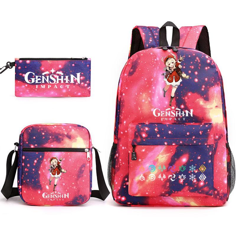 Genshinimpact Yuanshen School Bag Three-Piece Pencil Case Shoulder Bag Backpack