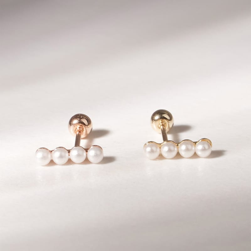 JEWNEL 14K 4-tier Pearl Piercing Earrings