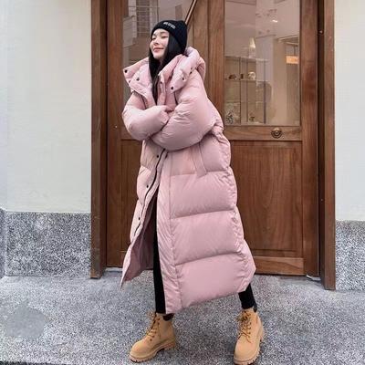 New Korean Version of the Mid-length Fashion Thickened Detachable Cap Exploded Over the Knee Student Coat
