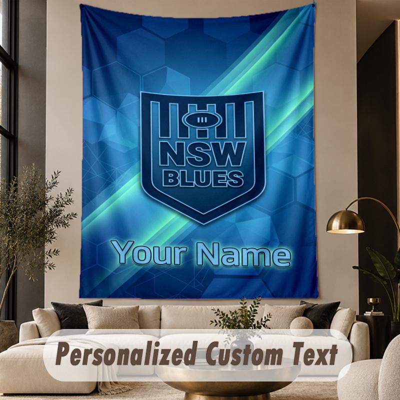 Custom Text Tapestry NSW Blues logo Print Wall Tapestry Indoor Living Room Wall Decor