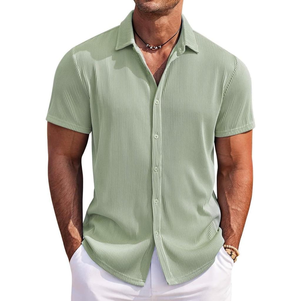 Men's Loose And Casual Short-sleeved Lapel Corduroy Shirt