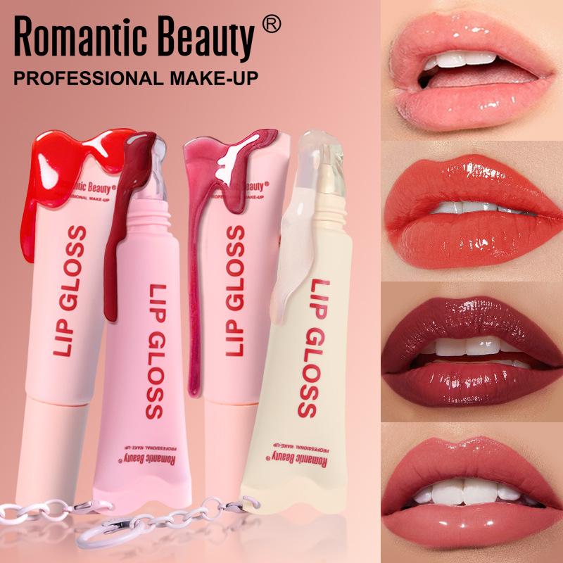 Lip Balm for Women Tinted Lip Glaze with Chain Lip Gloss Moisturizing Lip Makeup Lip Oil Beauty