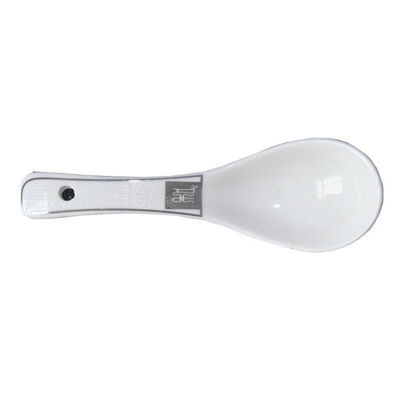 Gold-Rimmed Ceramic Soup Teaspoon - Versatile for Stirring, Eating, and Serving