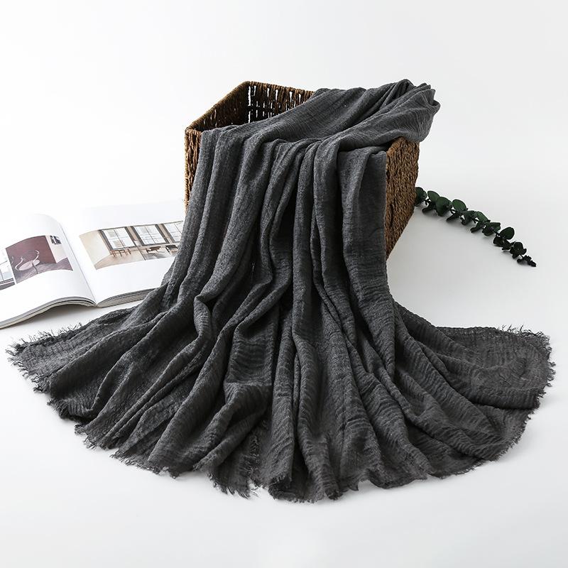 Women Cotton Linen Scarf Autumn Lady Solid Color Long Scarves Soft Thin Plain Shawl Foulard Viscose Wrap Shawls New Summer