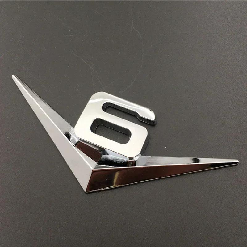 1 Stück 3D Metall Chrom Schwarz V6 V8 Buchstaben Heckklappe Kotflügel Plakette Emblem Aufkleber Abziehbilder für Autozubehör