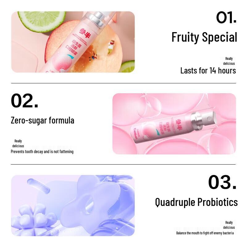 Can Ban Probiotic Peach Fresh Breath Oral Spray