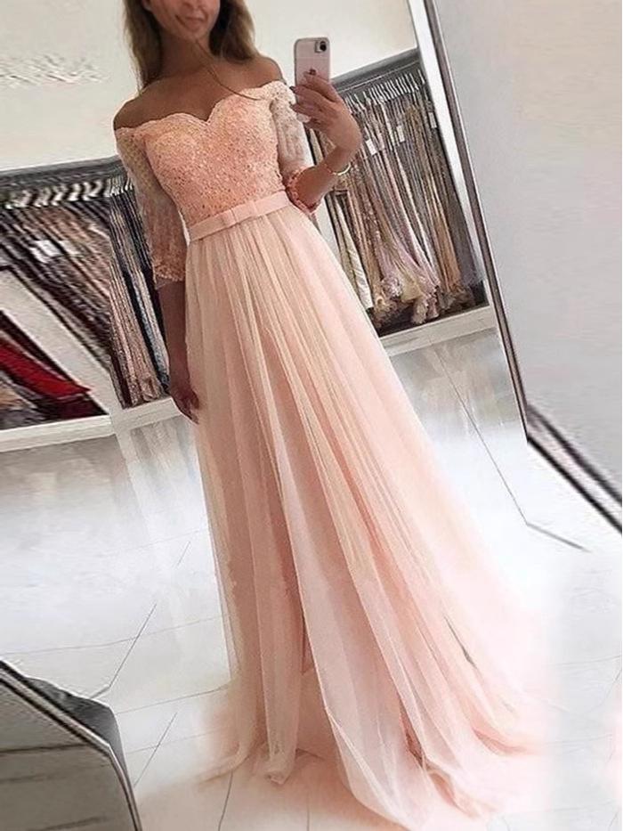 2025 Evropské a americké šaty s výstřihem do V, krajkovou nášivkou, odhalenými rameny a rozšířenou sukní