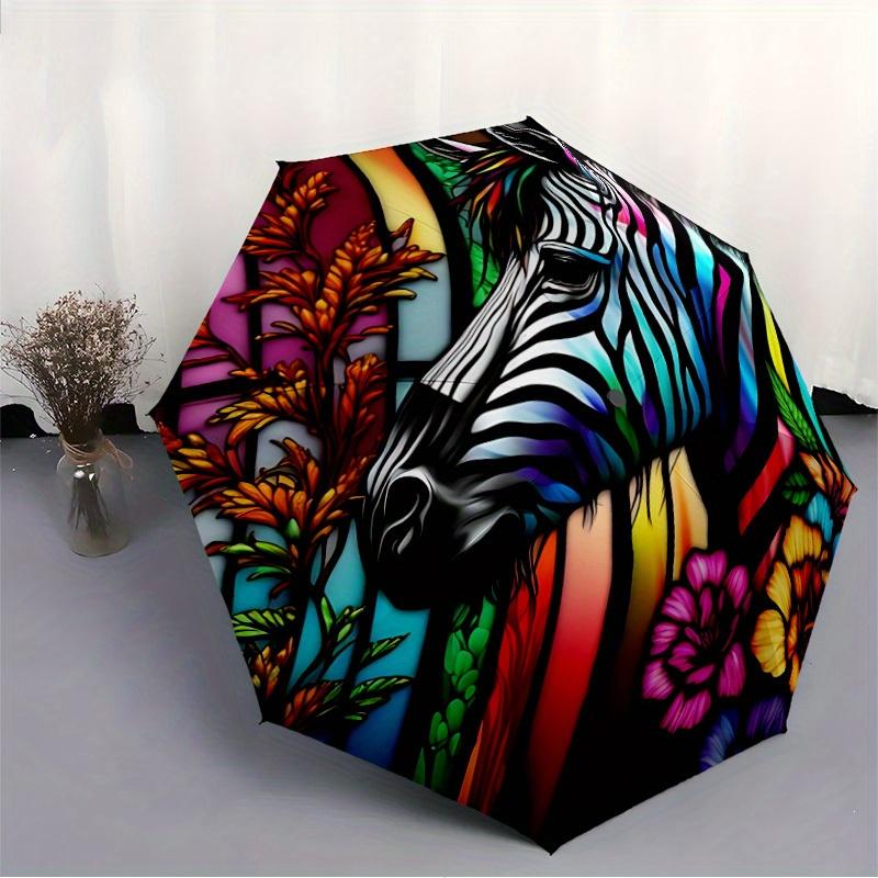 1pc Colorful Zebra Automatic Open/Close Umbrella, Portable Folding umbrella for Everyday Use yy250826076