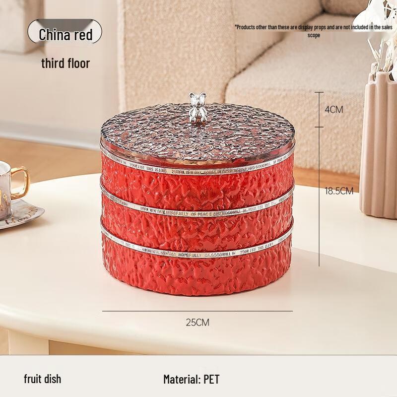 JINGRUIXIANG 3-Tier Chinese Red Snack & Fruit Tray (10 Pack)