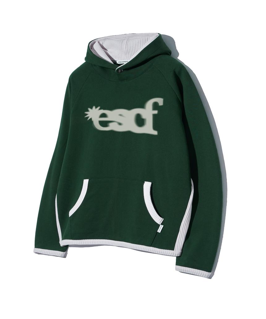 Escape From Spread Typography Logo Print Waffle Hoodie Green M
