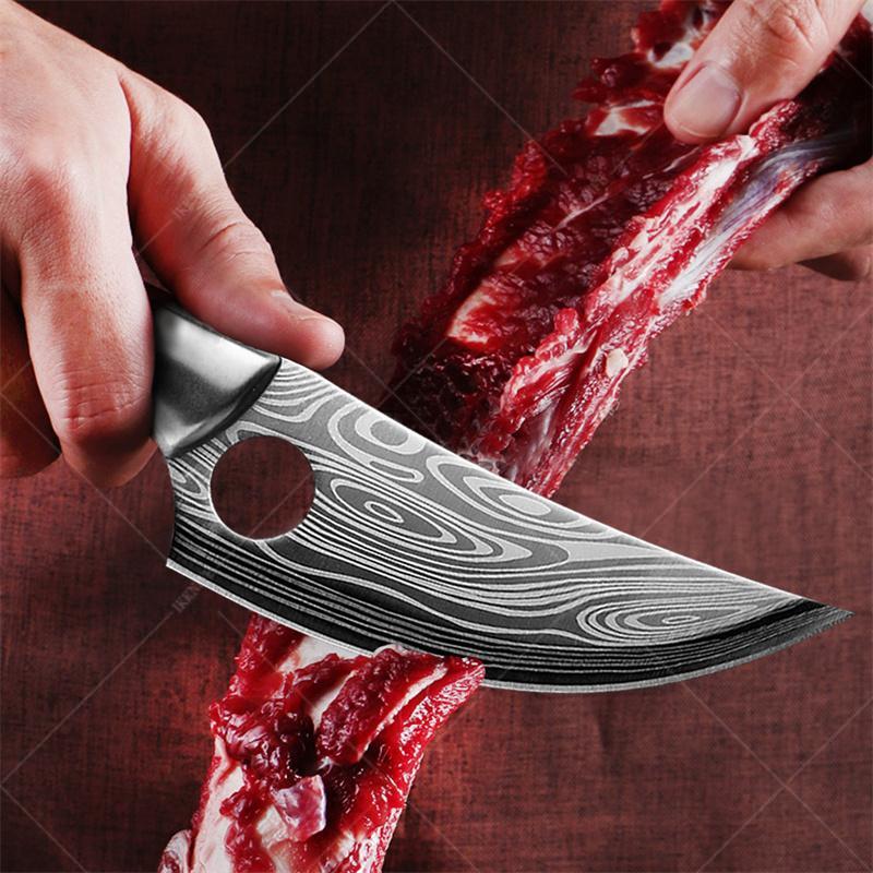 Professionelles scharfes Metzgermesser für zu Hause, Edelstahl, kleiner Krummsäbel, komfortables Griffdesign, Küchenmesser mit Messerschale