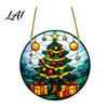 Decorative Hanging Pieces for Holidays Stained Glass Style Christmas Pendant Acrylic Santa Claus Plants Ornaments with Lanyard Holiday Decor
