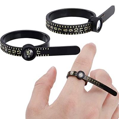 Ringgrößenmesser, Messwerkzeuge, Fingergröße genau messen, wiederverwendbar, klarer Druck mit Lupe für Schmuckringe