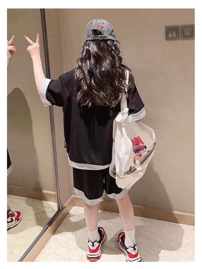 2024 Stylish Girls' Summer Sports Two-Piece Suit: Shorts & Top for Kids