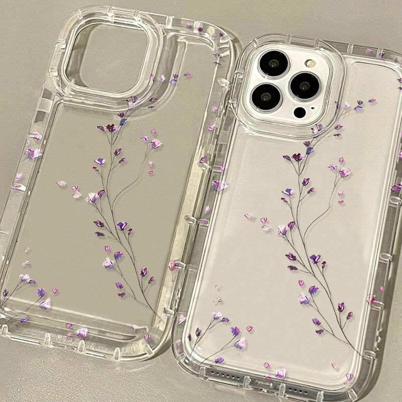 Etui na telefon z kwiatami dla iPhone 16 Pro Max Etui iPhone 11 14 13 12 15 Pro Max 8 7 Plus XR XS X SE Przezroczyste etui odporne na wstrząsy