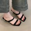 Fashion Square Head One Belt Wedge Cool Drag Summer New Outward Wear Temperament Open Toe with Skirt High Heel Sandals Women