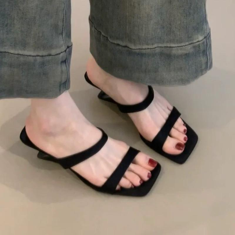 Fashion Square head one belt wedge cool drag summer new outward wear temperament open toe with skirt high heel sandals women