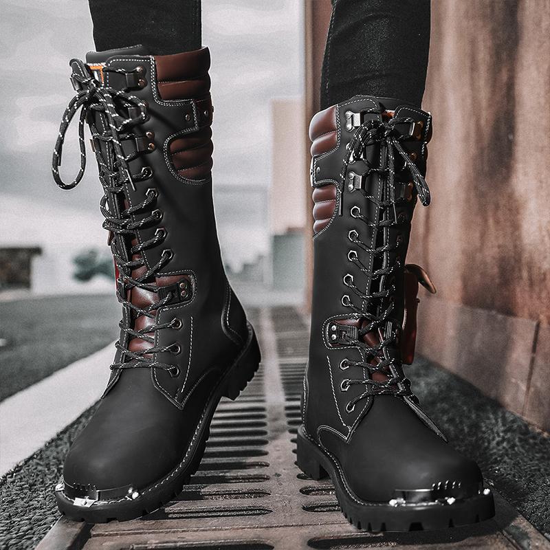Casual men's motorcycle boots Fashionable street style Daily office outdoor leisure walking Trendy youth shoes Plus Size 38-46