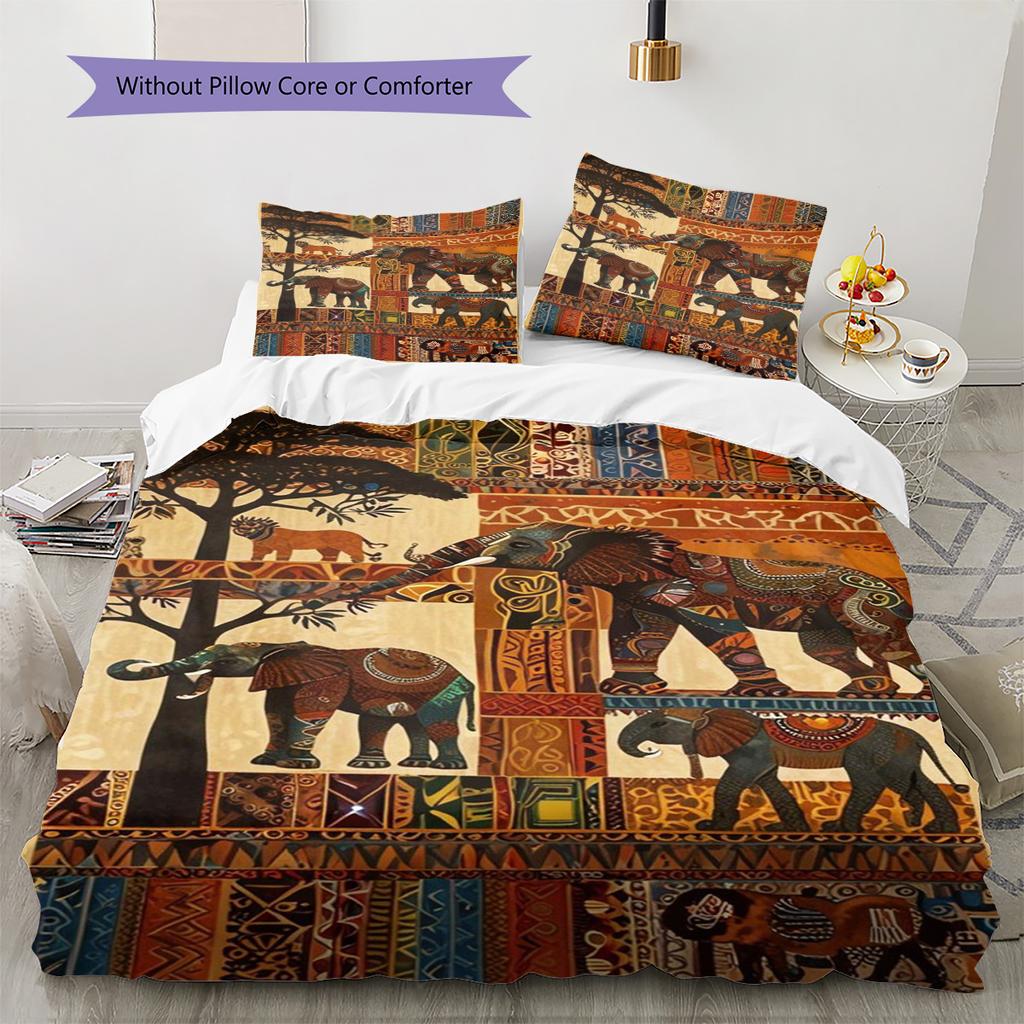 Africa Art Pattern Bedding Set Quilt Cover Pillowcase Home Decor Gift (1 * duvet cover + 2 * pillowcase, without core)