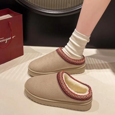 Women's Fur, Autumn and Winter Velvet Thermal Cotton Shoes, Baotou Semi-slippers, Wool Shoes for External Wear