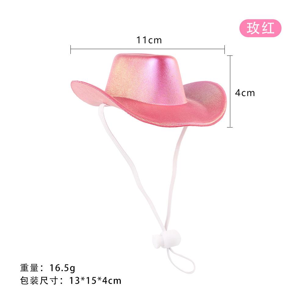 New Pet Pearlescent Shiny Cowboy Hat Outfit Set Cat Colorful Decorative Hat Pet Western Denim Accessories