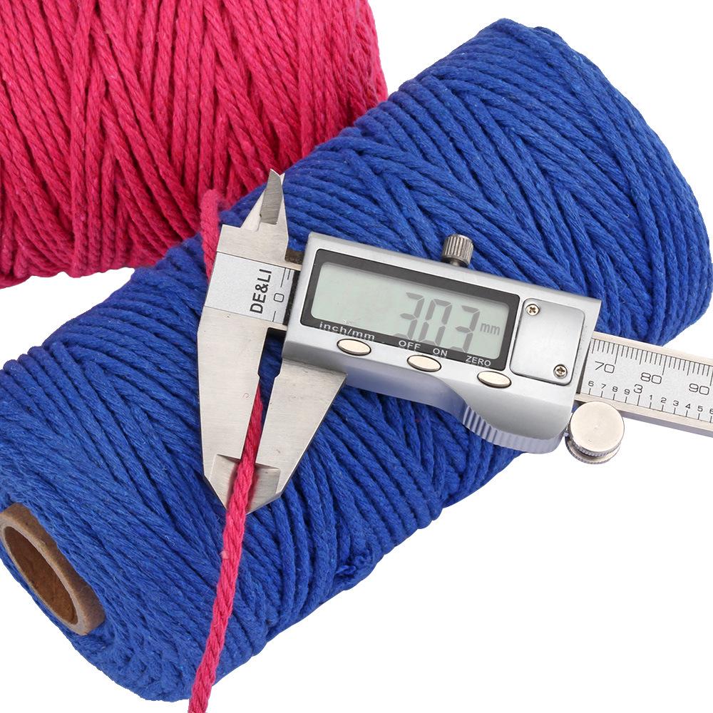 3mm Single-Color Cotton Rope for DIY Weaving - 2mm Thick Tapestry and Binding Thread