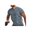 Under Armour Rush Seamless Logo Print Crew Neck Short Sleeve T-Shirt Men Tops Blue 1376781-465