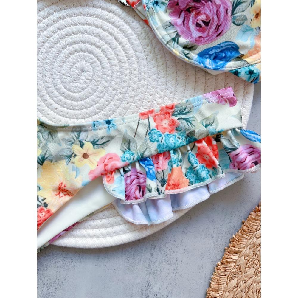 Blumenprint Brasilianischer Bügel-Bikini Damen Badeanzug Damen Bademode Zweiteiliges Bikini-Set Badesachen Badeanzug Schwimm