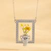 Flower Vase Necklace Brooch Retro Photo Frame And Vase Pendant Necklace Dried Flowers Holder Brooch Jewelry Gift for Women Mom Wife