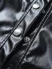 European & American Women's 2023 Leather Jacket and Faux Leather Shorts Set