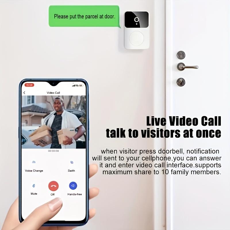 [Wireless Video Doorbell] 1pc Wireless Video Doorbell - HD Camera, Wide Angle, Intelligent Voice Intercom, WiFi Enabled, Battery/USB Dual Power