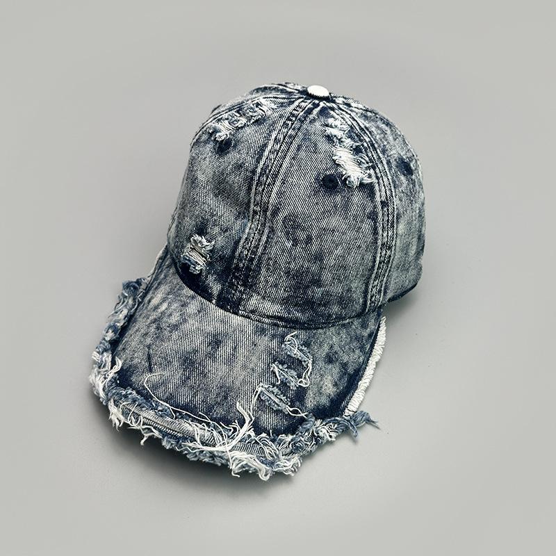 Retro Washed American Retro Baseball Cap Men S And Women S Sunshade Burr Edge Personalized Street Cap 52-60cm синий