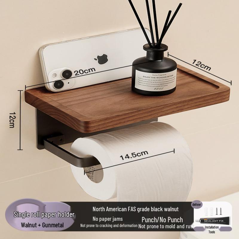 Handon Walnut Bathroom Toilet Paper Holder